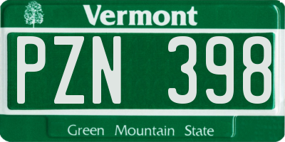 VT license plate PZN398