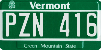 VT license plate PZN416