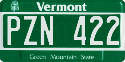 VT license plate PZN422