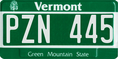 VT license plate PZN445