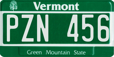 VT license plate PZN456