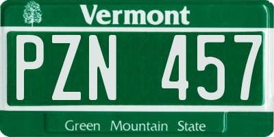 VT license plate PZN457