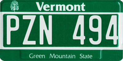 VT license plate PZN494
