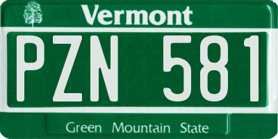 VT license plate PZN581