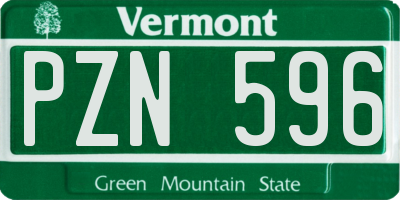 VT license plate PZN596