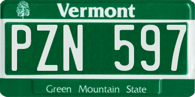 VT license plate PZN597