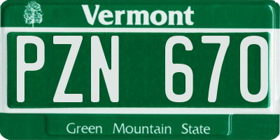 VT license plate PZN670