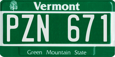 VT license plate PZN671
