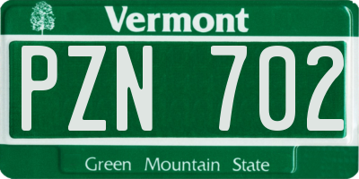 VT license plate PZN702