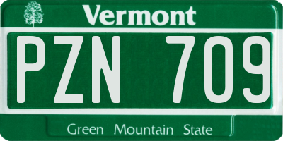 VT license plate PZN709