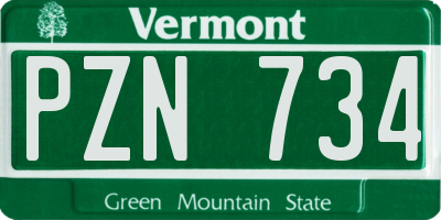 VT license plate PZN734