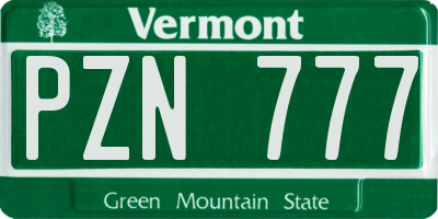 VT license plate PZN777