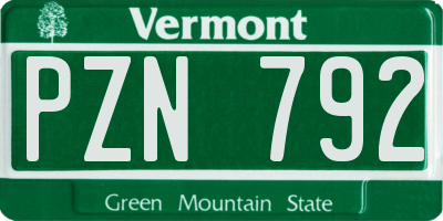 VT license plate PZN792