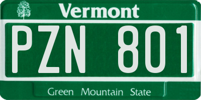 VT license plate PZN801