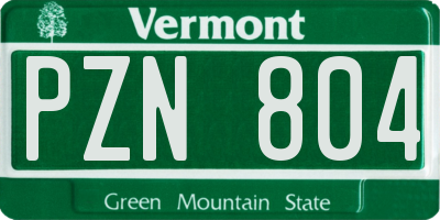VT license plate PZN804