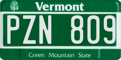 VT license plate PZN809