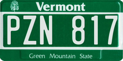 VT license plate PZN817