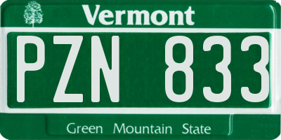 VT license plate PZN833