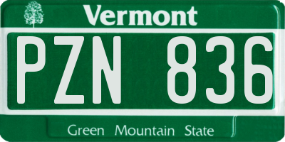 VT license plate PZN836