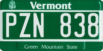 VT license plate PZN838