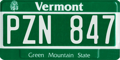 VT license plate PZN847