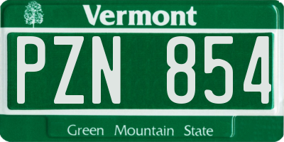 VT license plate PZN854