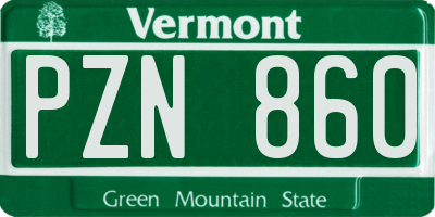 VT license plate PZN860