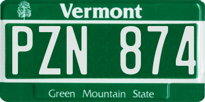 VT license plate PZN874