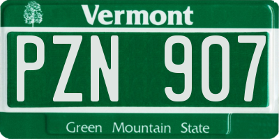 VT license plate PZN907