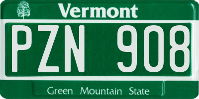 VT license plate PZN908