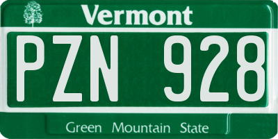 VT license plate PZN928