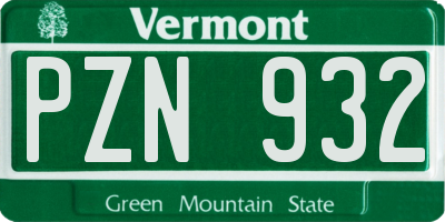 VT license plate PZN932