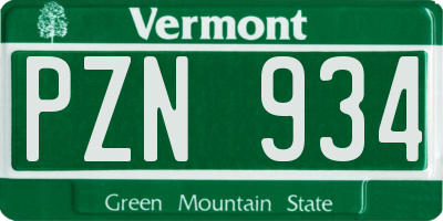 VT license plate PZN934