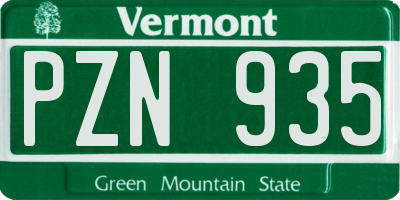 VT license plate PZN935
