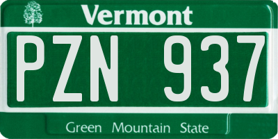 VT license plate PZN937