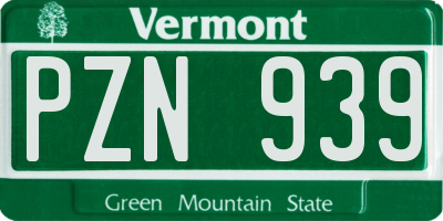 VT license plate PZN939