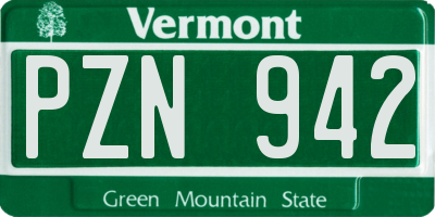 VT license plate PZN942