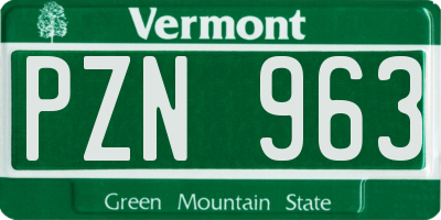 VT license plate PZN963