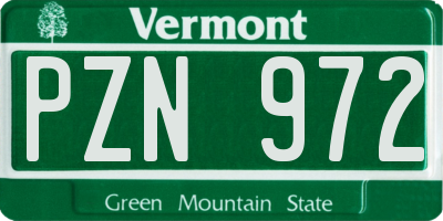 VT license plate PZN972