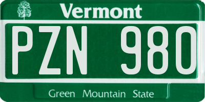 VT license plate PZN980