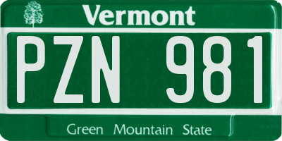 VT license plate PZN981