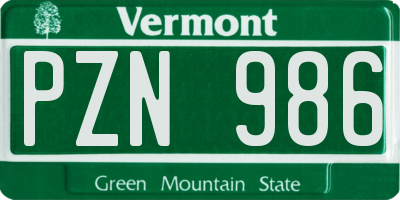 VT license plate PZN986