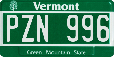 VT license plate PZN996