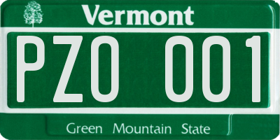 VT license plate PZO001