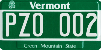 VT license plate PZO002