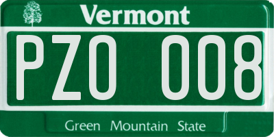 VT license plate PZO008