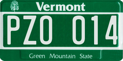 VT license plate PZO014