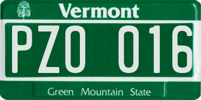 VT license plate PZO016