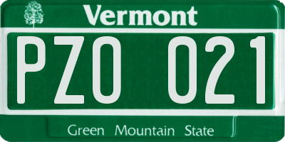 VT license plate PZO021