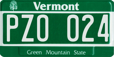 VT license plate PZO024